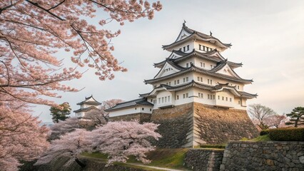 Fototapeta premium Odawara Castle in Spring with Cherry Blossoms Japan a Historic Landmark