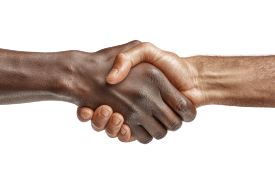 PNG Close-up handshake between african and caucasian adult males