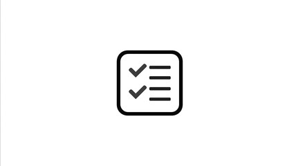 white icon of a checklist clipart style centered on a blank background minimalist and clean design high resolution