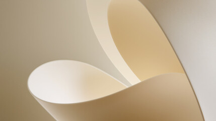 Minimalist abstract composition featuring smooth, curved, overlapping paper-like forms with soft lighting, creating a modern and elegant visual aesthetic.