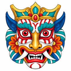 Fototapeta premium Vibrant Theatrical Mask Cartoon Illustration Culture Tradition Art
