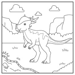 Cute cartoon dinosaur Stygimoloch, funny illustration, coloring book for kids and children.
