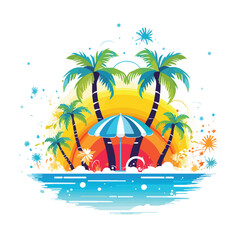 Vibrant Summer Holiday Icon Design for Creative Projects and Vacation Concept