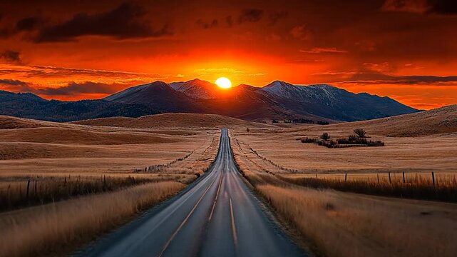 Majestic Sunset on a Country Road