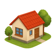 Charming house design residential area digital illustration greenery side view home concept for modern living