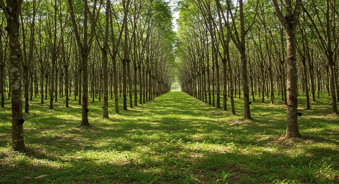 Serene symmetrical trees in forest for nature, wallpaper, conservation themes