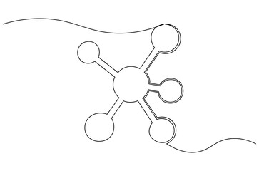 Continuous one line drawing of The connection of business team. Single line drawing illustration of Showing the nodes and links. Template for web design concept vector art. Doodle line illustration.