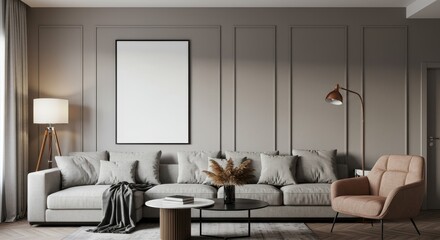 3d Interior Rendering of a Modern Minimalist Living Room