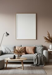 3d Interior Room Design with Sofa Furniture Mockup and Plant Decor