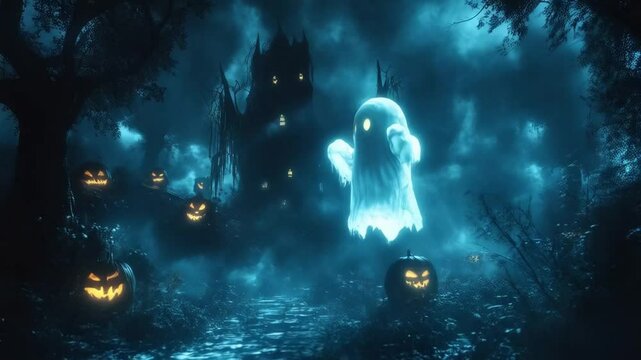 The ghost silently drifted through the old house, its presence felt but never fully seen.