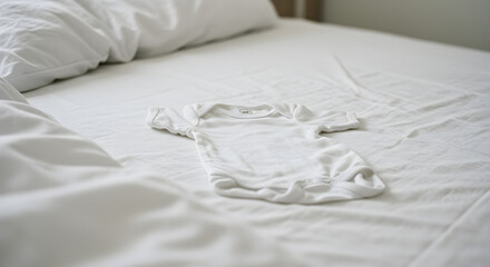 Obraz premium Baby Clothes on a Bed - Newborn Concept