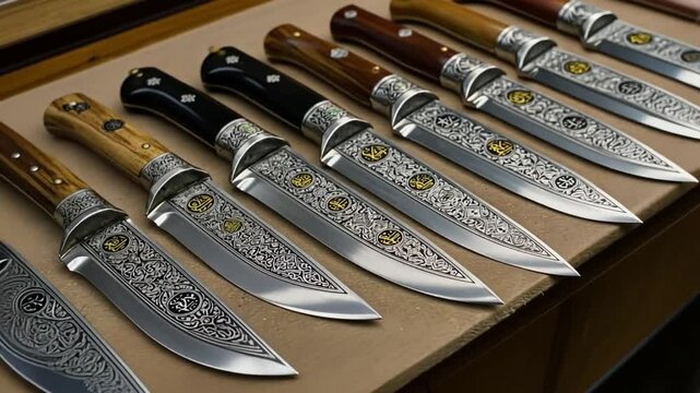 set of knives on white background for qurban