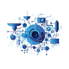 Obraz premium Professional Security System Technology Blue Lines Vector Illustration for Digital Solutions