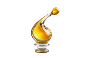 PNG Elegant abstract glass sculpture with amber hue and fluid design