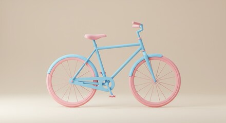 Fototapeta premium Pastel Blue and Pink Bicycle A Stylish and Modern Ride
