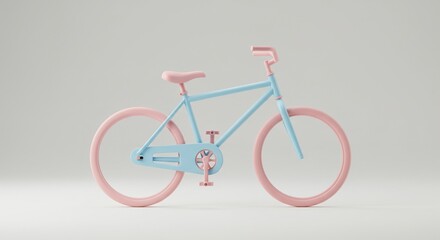 Fototapeta premium Pastel Pink and Blue Bicycle A Dreamy Ride