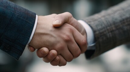 Obraz premium Two men shake hands in a business meeting