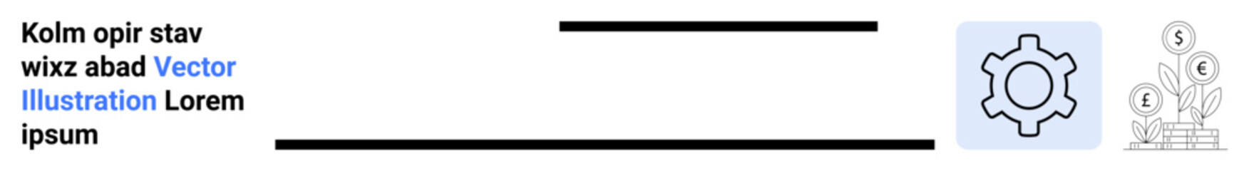 Gear representing settings or productivity beside plant and coins symbolizing financial growth. Ideal for technology, business development, automation, growth strategies, finance, productivity, or