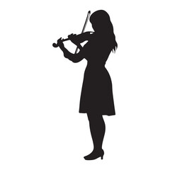 Silhouette of woman playing violin vector art music performance art