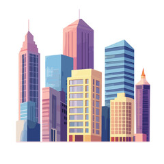 Obraz premium Professional Vector Illustration of Urban Office Buildings with Beautiful Cityscape Scenery