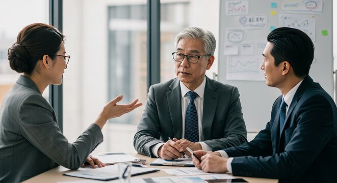 Corporate Business Meeting Collaboration Asian Professionals Teamwork