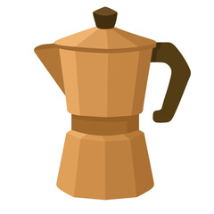 Vector moka coffee pot with dark handle, stylish flat illustration for cozy cafe and kitchen themes.
