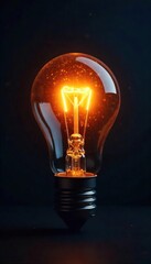 A glowing lightbulb illuminates a dark background, symbolizing inspiration, innovation, and new ideas Perfect for business, technology, and creativity concepts , success, science, lightbulb