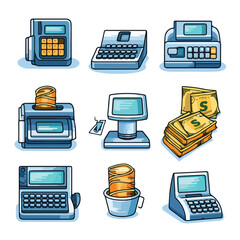 Professional Data Phone and Money Related Icons Vector for Financial Media Usage
