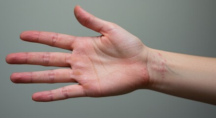 Dermatitis on Hand Skin Problem Rash on Fingers with Inflammation