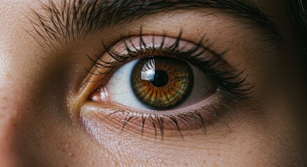 Detailed Macro Photo of a Brown Human Eye Iris Pupil and Eyelash