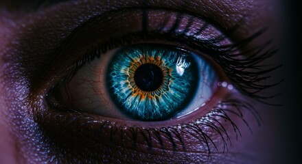 Detailed Macro Photo of a Vibrant Blue Iris with Intricate Details