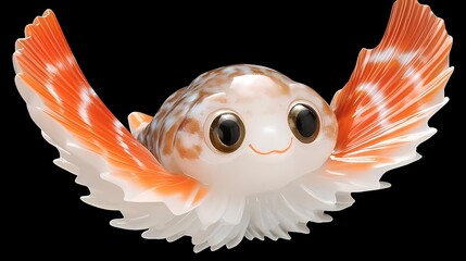 Plastic toy fish black background