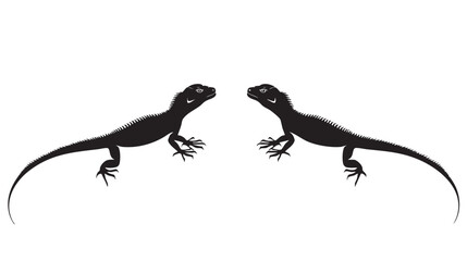 Fototapeta premium Lizards silhouette isolated in White background