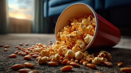 Popcorn spill on floor