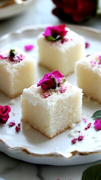 Sweet Basbousa Bil Ashta Egypt semolina cake with cream