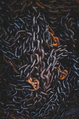 Pile of Heavy Rusty Metal Chains