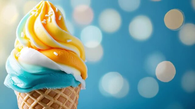 Delicious chocolate ice cream in a waffle cone, a sweet and cold frozen dessert perfect for summer