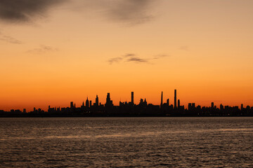 New York City skyline silhouette at dusk
