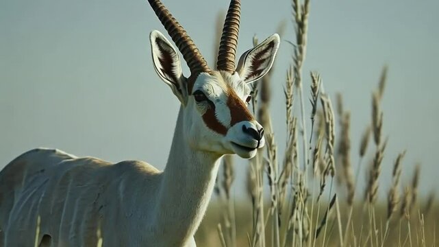 Safari impala antelope mammal with horns in the Kalahari desert