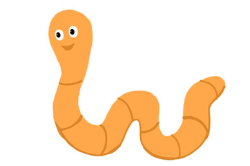 Fototapeta premium Hand-drawn smiling worm cartoon with crayons, colorful, cute, and playful kids’ design.