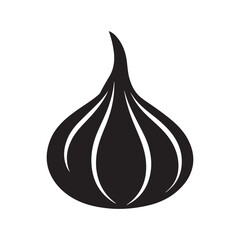 Isolated black garlic vector illustration for logo design element silhouette