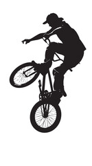 man bmx acrobatic figure silhouette