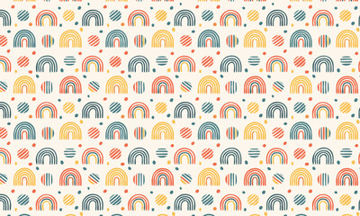 Retro Rainbow Arch Rows Seamless Pattern
