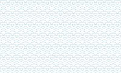 ラフな2本線の扇の形をした青海波の水色模様