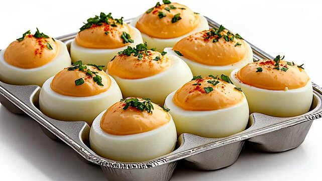 Delicious Deviled Eggs, perfectly prepared and garnished, ready to serve. A culinary masterpiece!