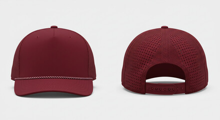 Modern Maroon Cap Mockup with Mesh Back and Rope Detail Apparel