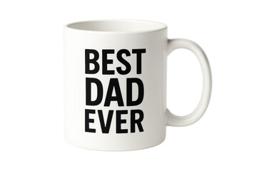 White coffee mug with best dad ever inscription, perfect for celebrating father's day, isolated on transparent background