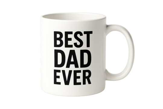 White coffee mug with best dad ever inscription, perfect for celebrating father's day, isolated on transparent background