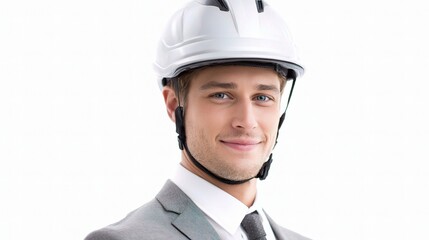 Young Businessman in Safety Helmet with Confident Smile