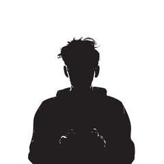 Man in dark room, silhouette with video game and winning isolated in White background
